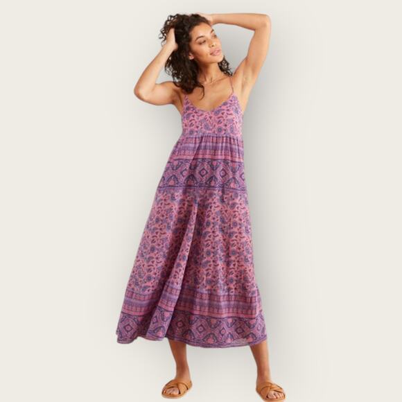 Spell & The Gypsy Journey Strappy Maxi Dress Medium Mulberry Cotton Resortwear - Picture 12 of 12